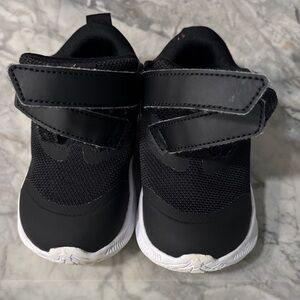Nike Kids Black Velcro Sneakers with White Soles
